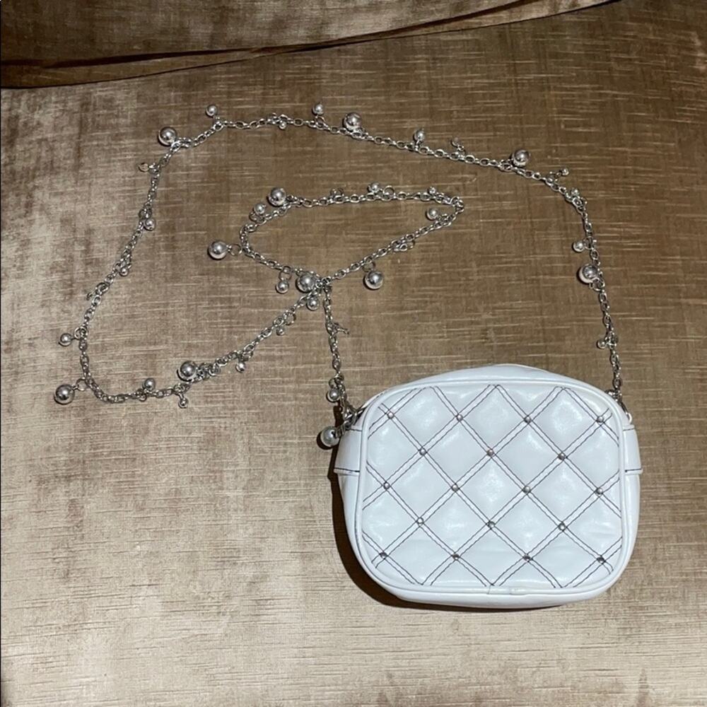 WHBM white bling crossbody bag 50” chain NWOT
